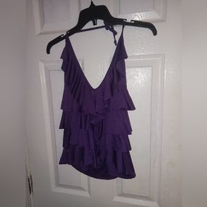 Ruffle purple halter top size large